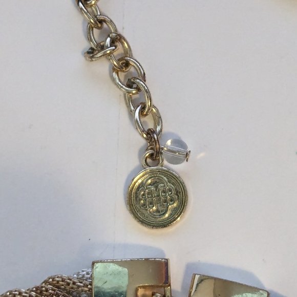 DANA BUCHMAN Gold, Grey & Silver Braided Twist Gold Tone Necklace/Bracelet Set - Picture 4 of 4